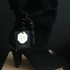 Zara Suede ankle heeled boots